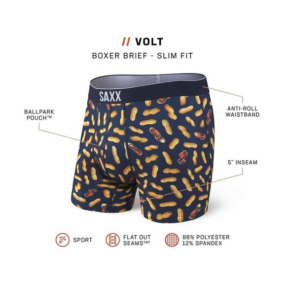 Saxx Volt Boxer Briefs Sz Med Slim Fit Peanuts Football - Picture 3 of 10